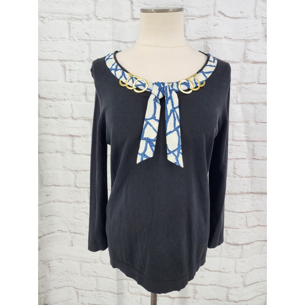 August Silk Sweater Old Money Chic Career Office Stretch Professional Size Large